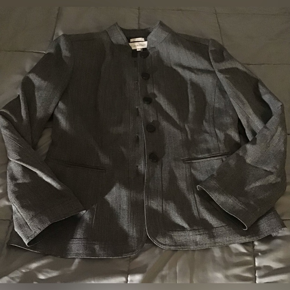 Grey and black Calvin Klein, 2 piece jacket and skirt set, size 10